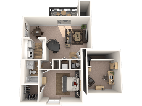 Floor plan for 1 bed, 1 bath, 830 sqft